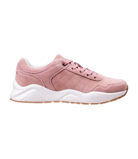 Womens/ladies Vilme Leather Trainers Silver Pink Beige Iguana