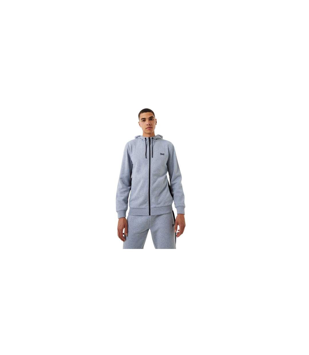 Mens Premium Full Zip Hoodie Grey Marl Everlast-1
