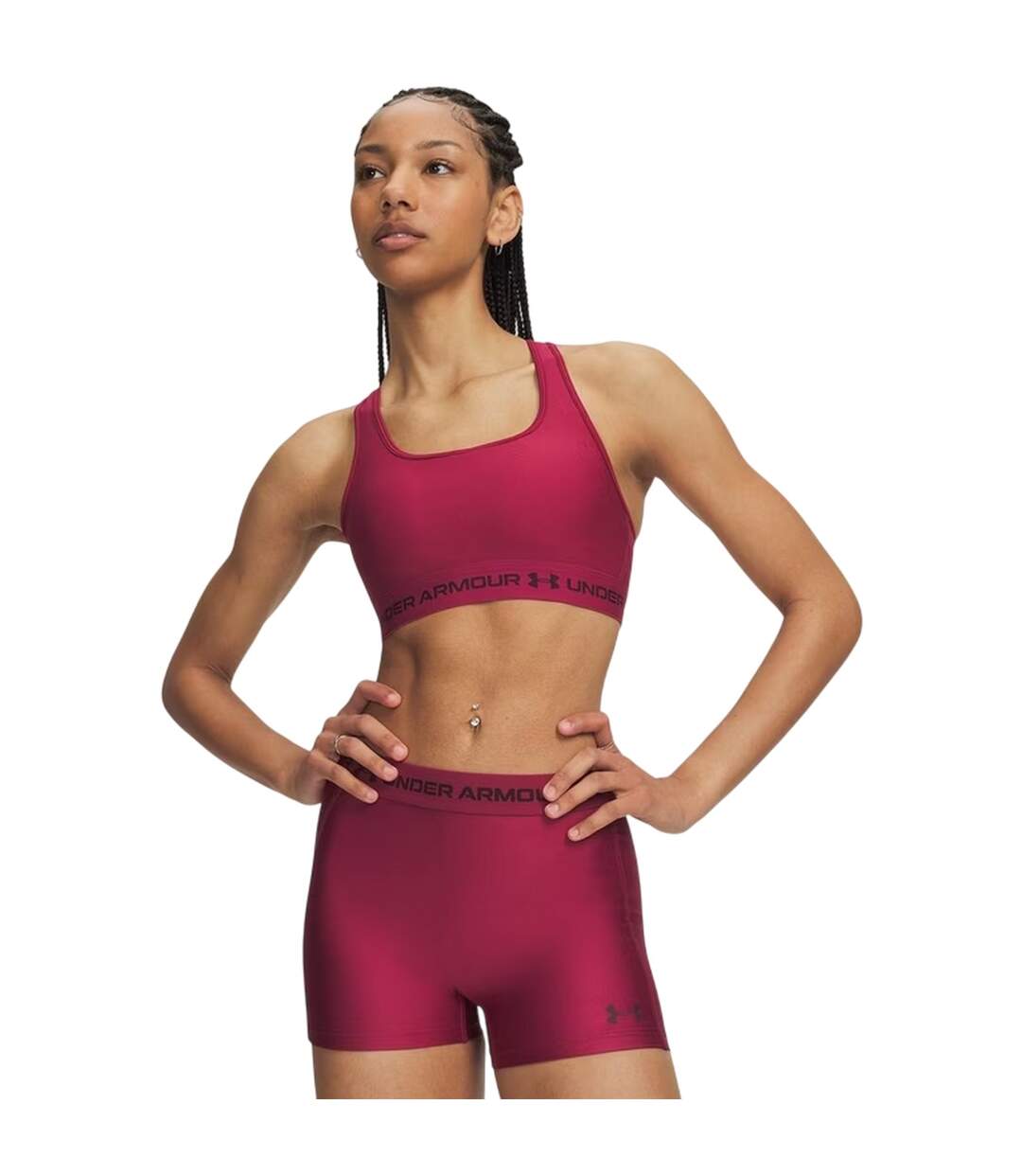 Womens/ladies Medium Impact Sports Bra Claret Under Armour-1
