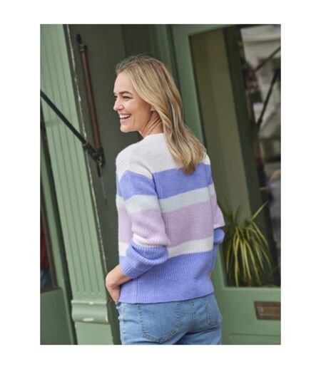 Womens/ladies Colour Block Soft Jumper Cream WoolOvers