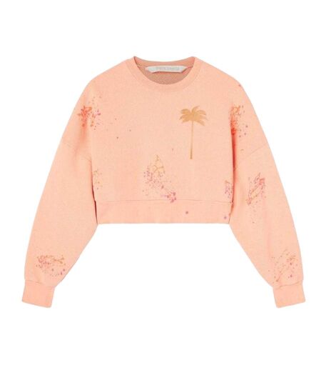 Womens/ladies Painted Cropped Sweatshirt Pink Palm Angels