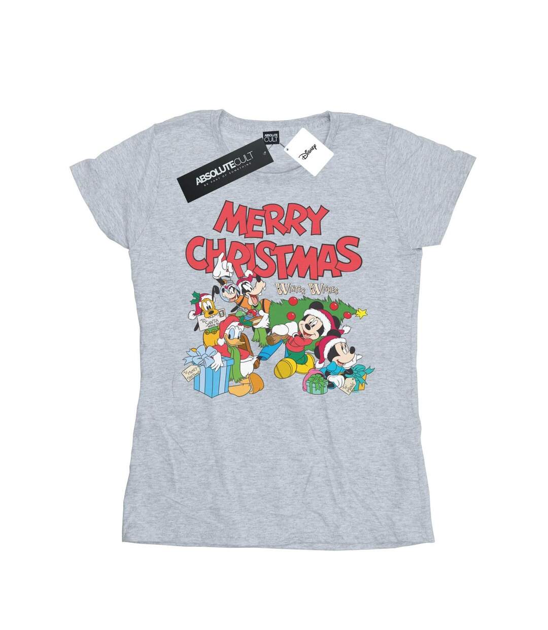 Disney T-shirt en coton Femmes/Ladies Mickey And Friends Winter Wishes (Gris sportif) - UTBI32825-1