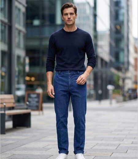 CHALLENGER MACK2 — Jean poche biais bleu stone : le confort denim au quotidien