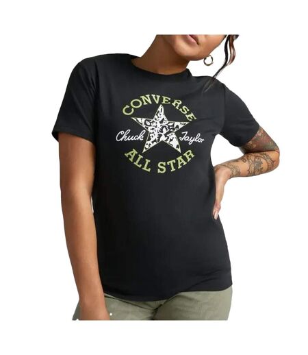 T-shirt Noir Femme Converse Chuck Taylor Floral - L