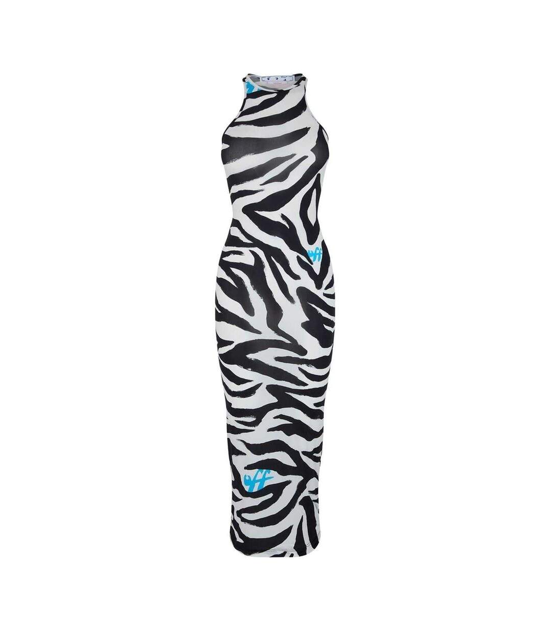 Womens/ladies Zebra Print Maxi Dress Black White Off White-1