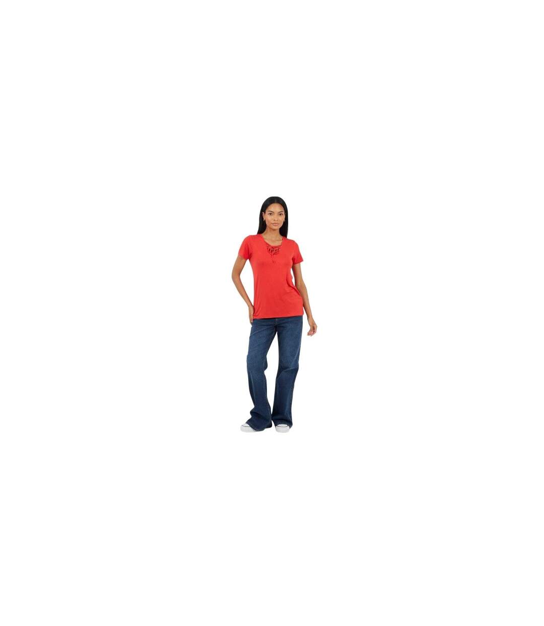 T-shirt Motif/style Uni Femme Rouge Vif Brave Soul-1