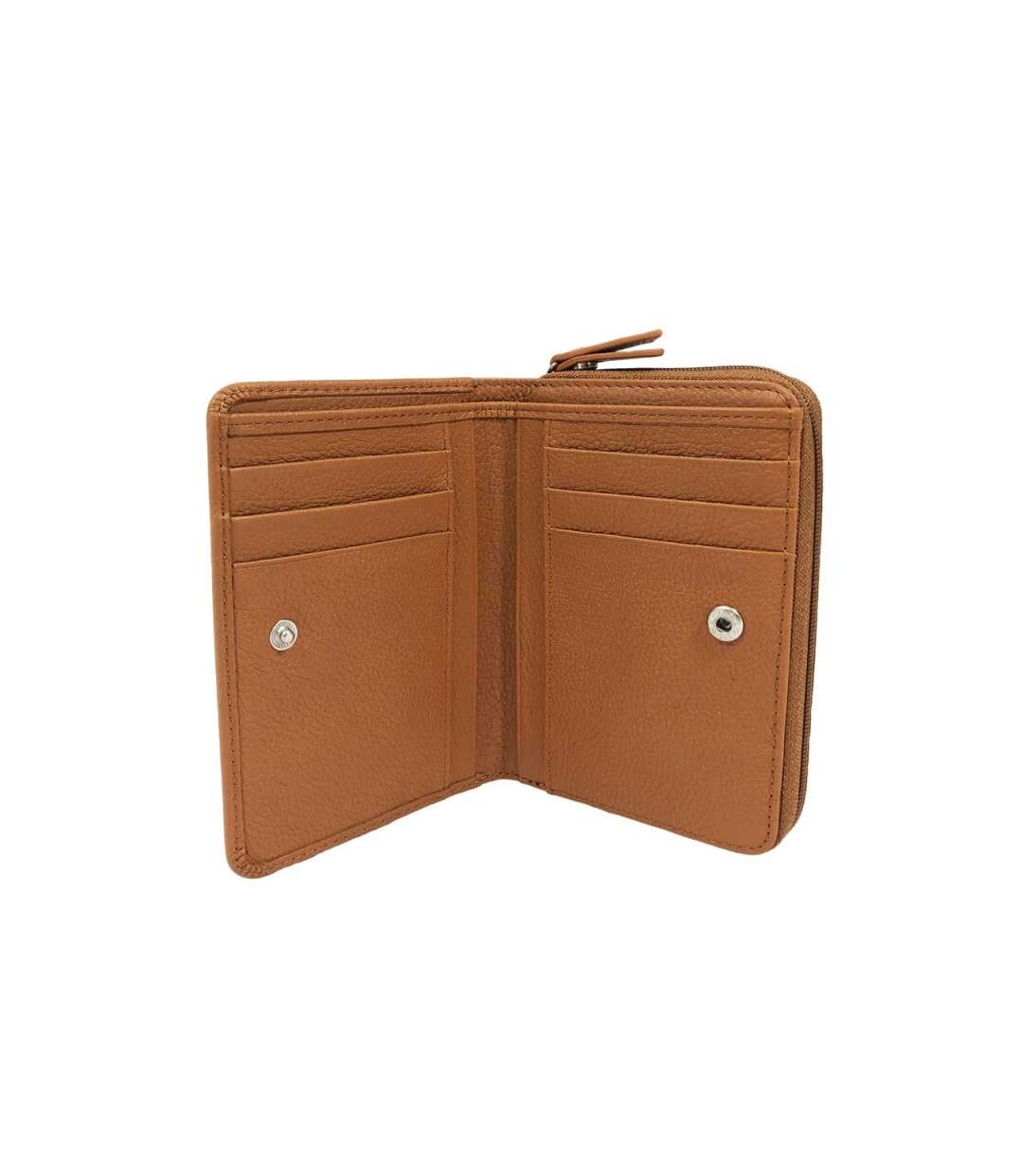 Naf Naf - Portefeuille compact en cuir Camélia - camel - 8581