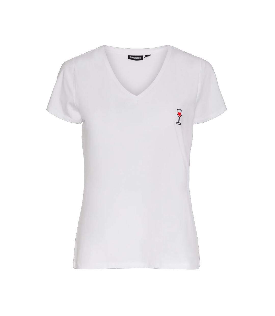 T-shirt Blanc Femme Pieces Merima - L