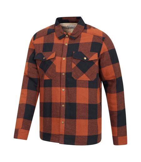 Mens Pinn Flannel Borg Lined Shirt Burnt Orange Mountain Warehouse