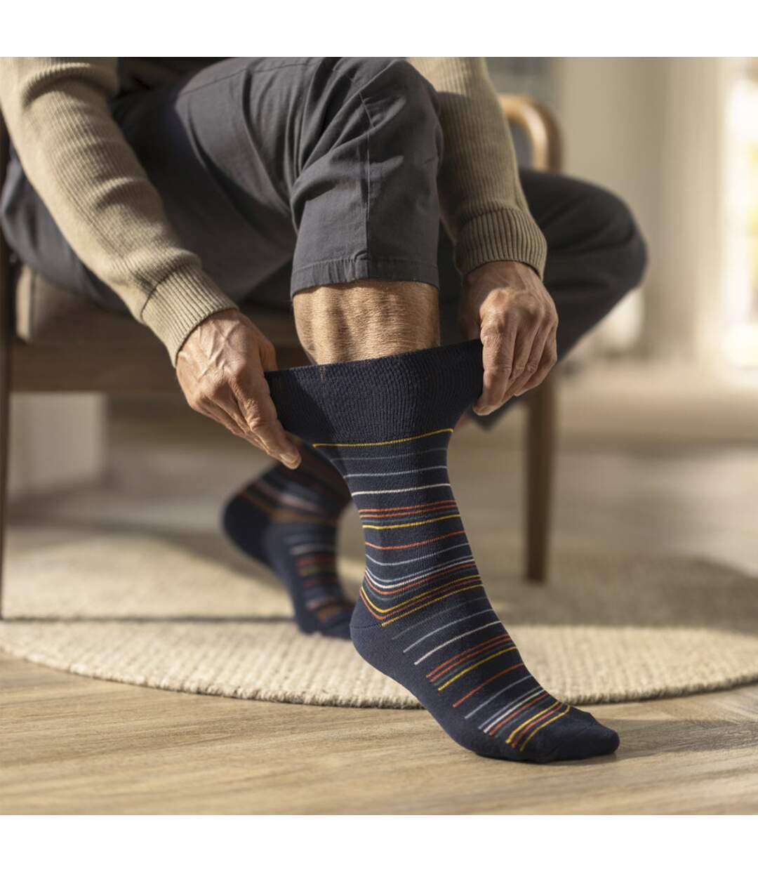 Gentle Grip - 6 Paires Chaussettes Homme Coton Douces Sans Élastique-4