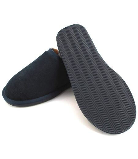 Eastern Counties Leather Mens Tipped Sheepskin Slippers (Navy) - UTEL379