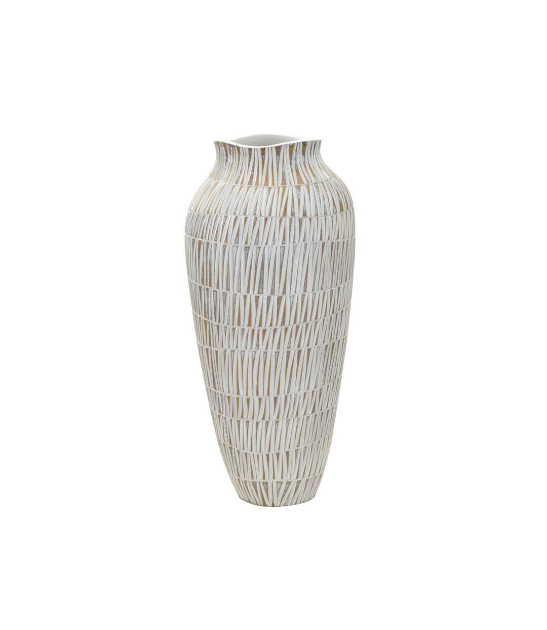 Vase Déco en Résine Stiky 50cm Or & Blanc-1