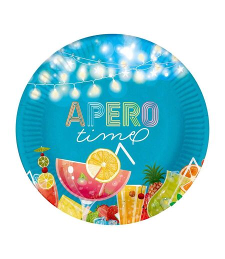 Lot de 10 Assiettes en Carton Apéro 23cm Bleu