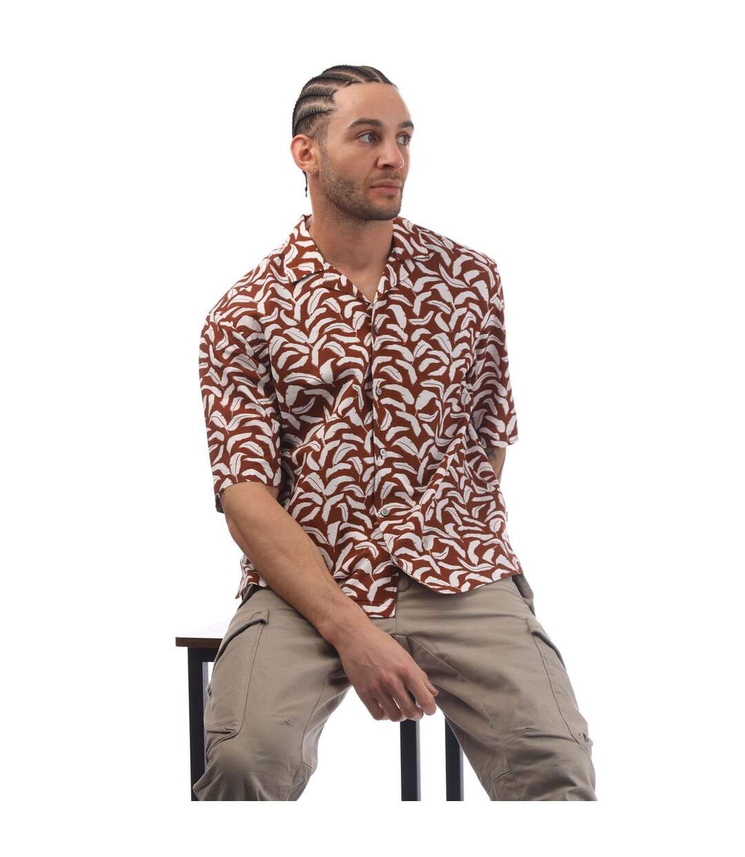 Chemise Style Imprimé Feuille Lello Homme Marron Boss-1