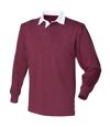 Front Row Mens Long Sleeve Sports Rugby Shirt (Burgundy)