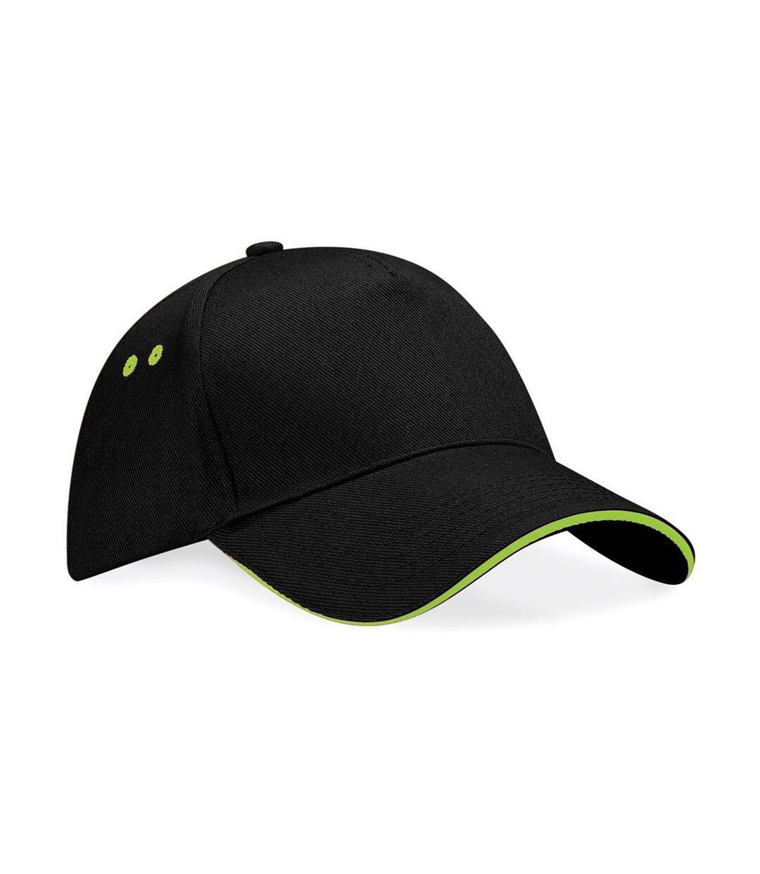 Casquette 5 panneaux adulte - B15C - noir et vert lime-1