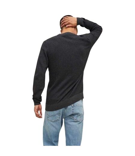 Mens Knitted Regular Jumper Dark Grey Melange Jack And Jones