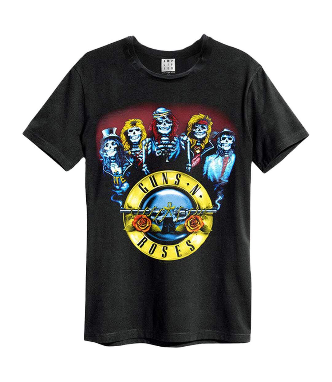 T-shirt Style Guns N Roses Skeleton Drum Adulte Noir Amplified-1