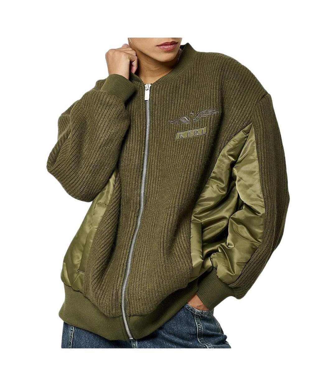 Veste zippée kaki femme kaporal sensa-1