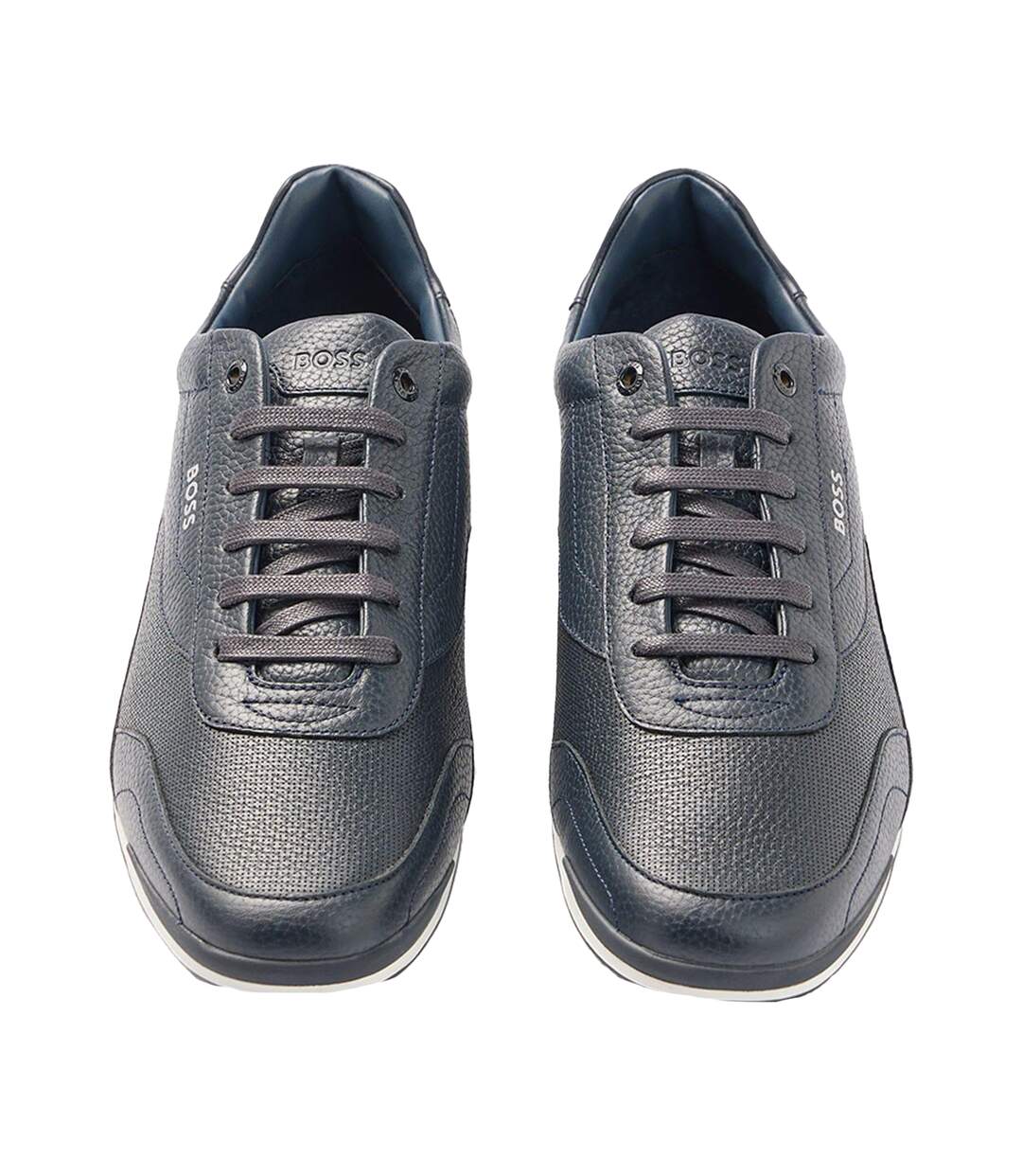 Womens/ladies Saturn Leather Low Cut Trainers Dark Blue Boss-1