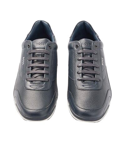 Womens/ladies Saturn Leather Low Cut Trainers Dark Blue Boss