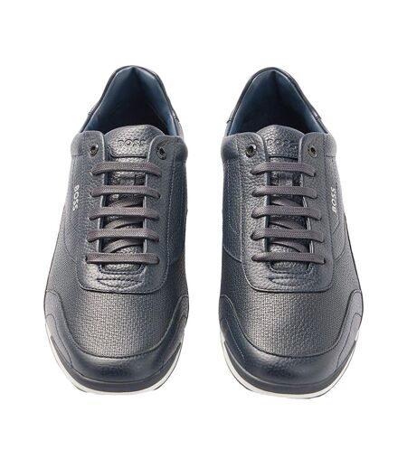 Womens/ladies Saturn Leather Low Cut Trainers Dark Blue Boss