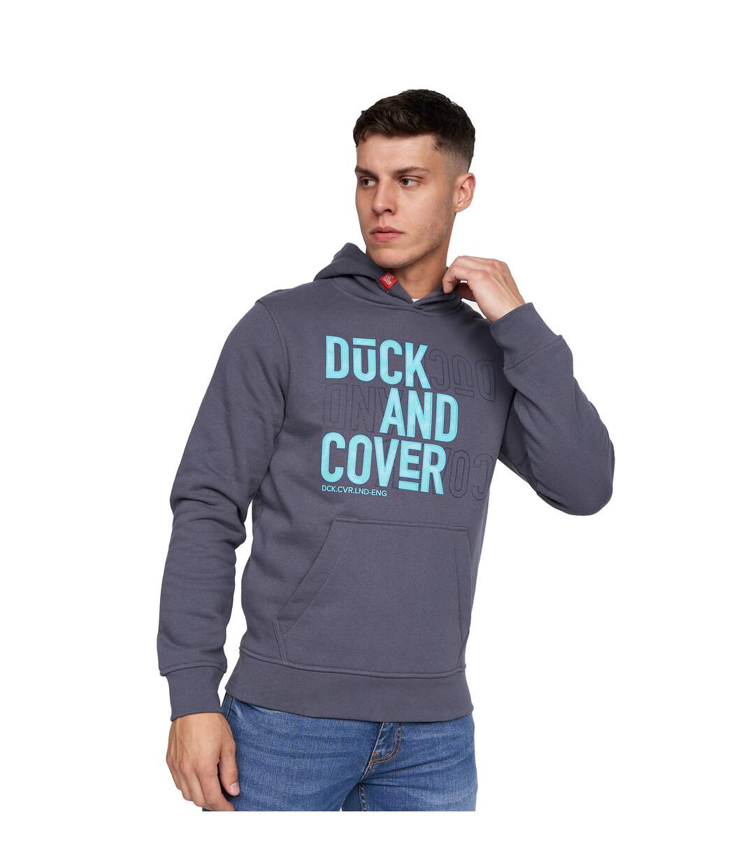 Mens pecklar hoodie navy Duck and Cover