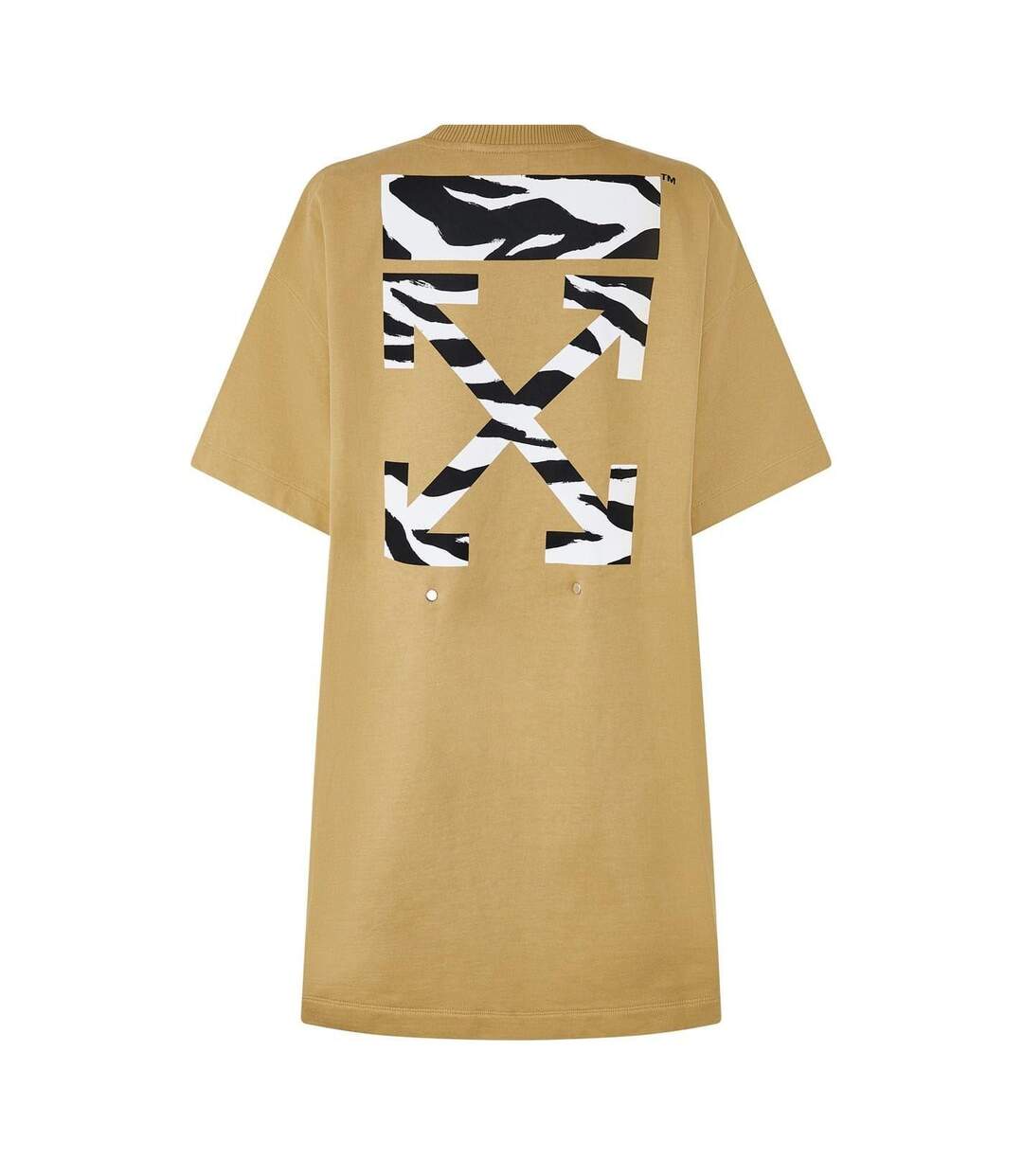 Robe T-shirt Motif/style Imprimé Zèbre Femme Jaune Noir Blanc Off White-2