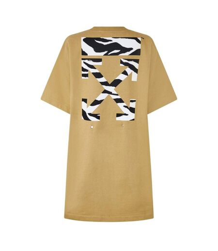 Robe T-shirt Motif/style Imprimé Zèbre Femme Jaune Noir Blanc Off White