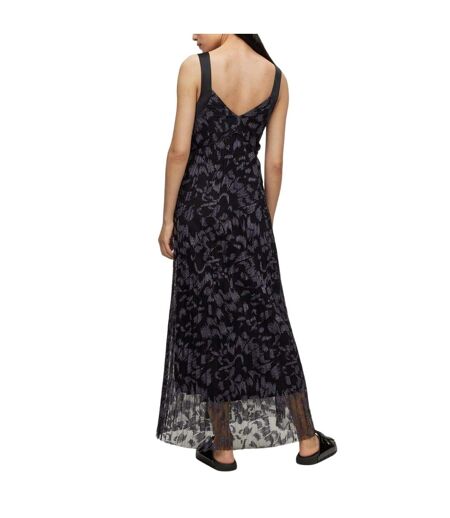 Womens/ladies Dessona Maxi Dress Black Grey Boss