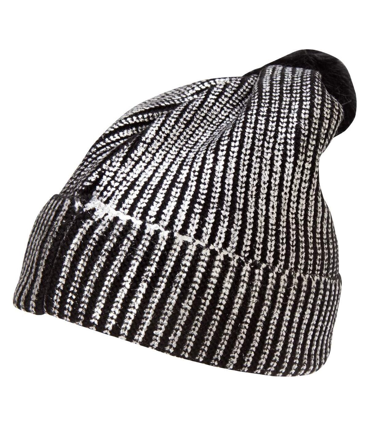 Rock Jock Womens/Ladies Metallic Knitted Ski Hat (Black/Silver) - UTHA641
