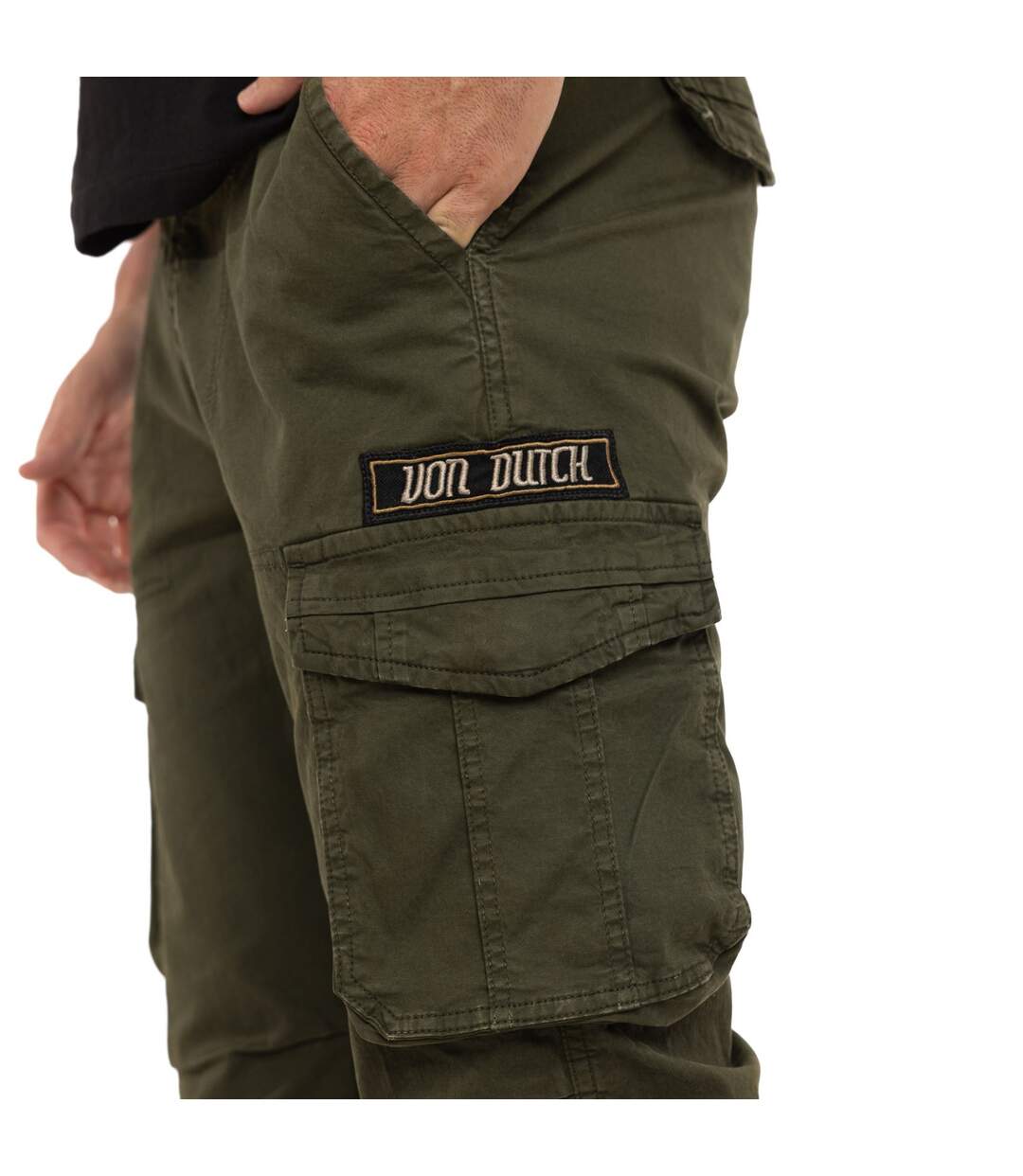 Pantalon droit homme type cargo en canvas avec patchs Fight Vondutch-3
