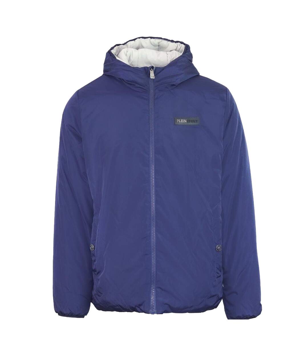 Unisex Adult Patch Reversible Padded Jacket Blue White Plein Sport-1