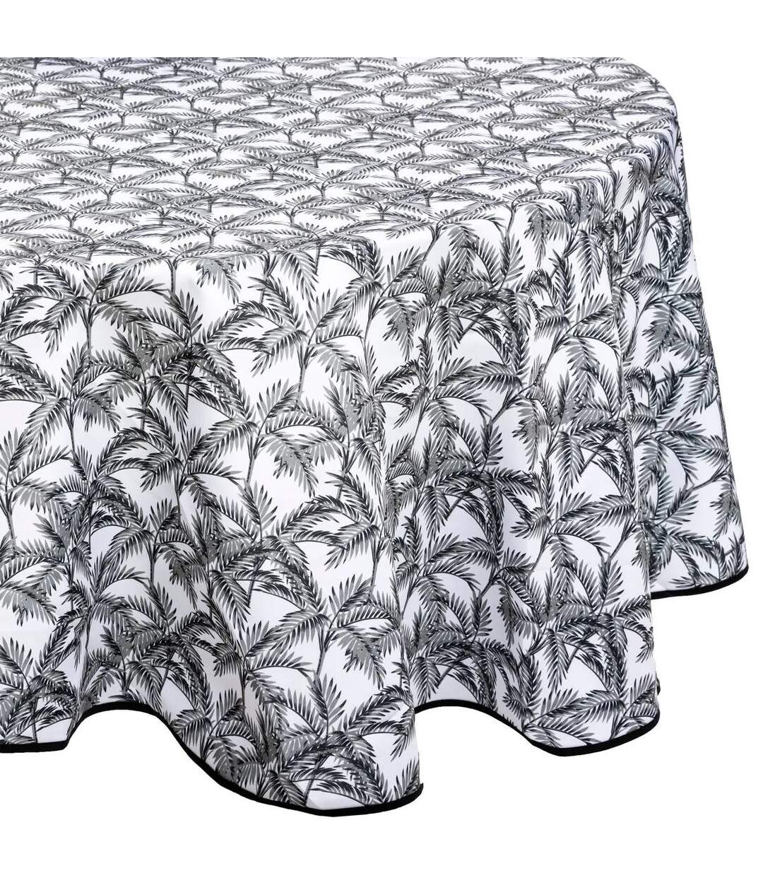 Nappe Antitache Imprimée Palmier 180cm Gris-1