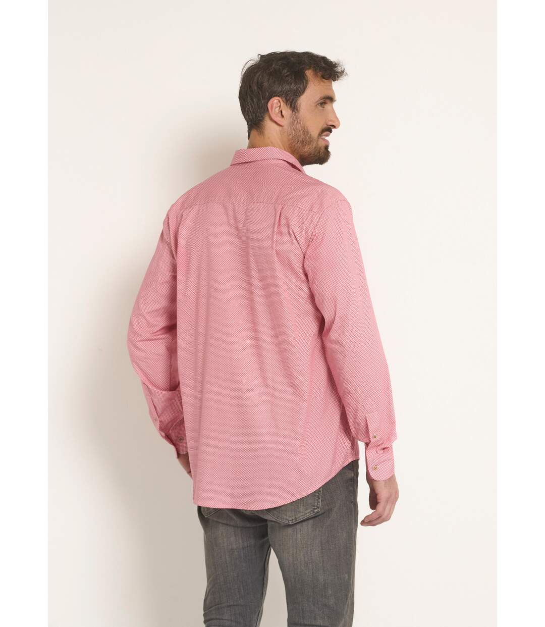 Chemise faux uni à manches longues-2