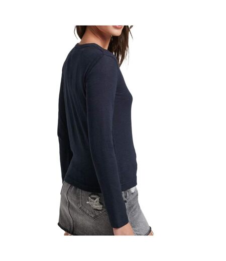 T-Shirt manches longues marine femme superdry henley - xxs