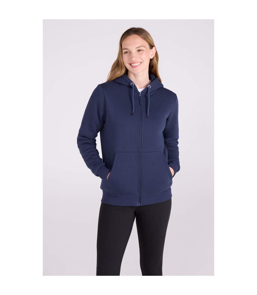 Womens/ladies Dalton Sherpa Lined Full Zip Hoodie Navy Mountain Warehouse-1