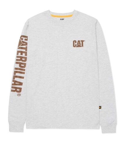 Caterpillar T-shirt à manches longues avec bannière de marque pour hommes (Crème de bruyère) - UTFS10776