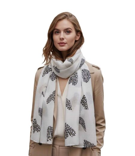 Foulard léger coeur léopard pour femme - Couleur beige