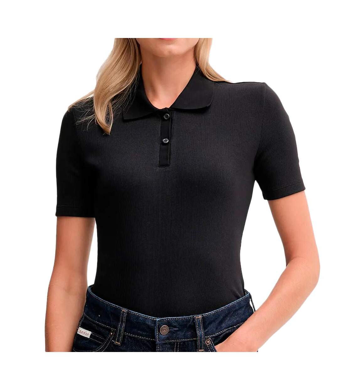 Polo noir femme calvin klein jeans lv047c907g-1