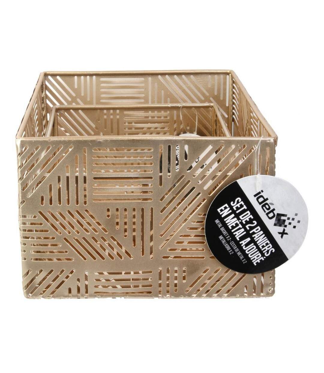 Paniers de rangement en métal ajouré doré (Lot de 2) 21 et 25 cm-4