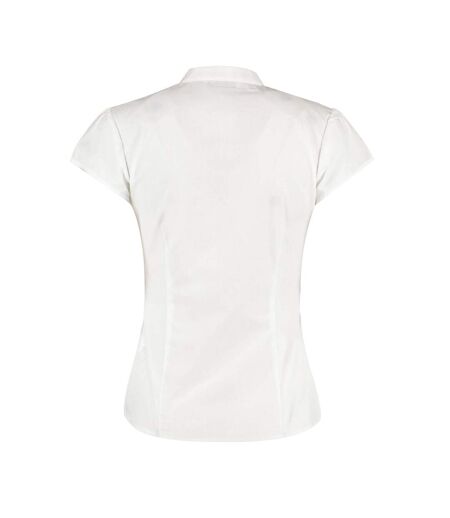 Kustom Kit Womens/Ladies Continental V Neck Capped Sleeved Blouse (White) - UTPC6341