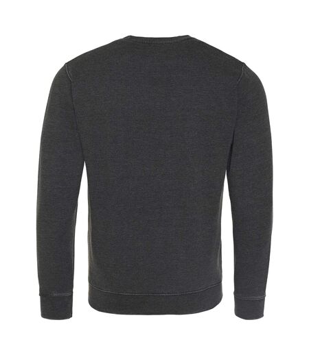 AWDis Hoods Mens Long Sleeve Washed Look Sweatshirt (Washed Jet Black) - UTRW5369