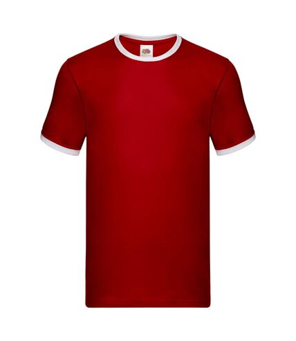 Fruit of the Loom Mens Ringer Contrast T-Shirt (Red/White)