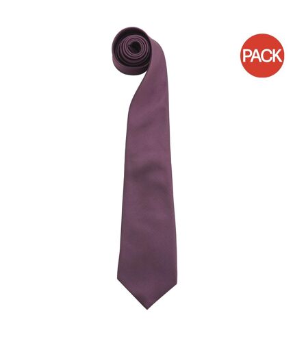 Premier Mens “Colours” Plain Fashion / Business Tie (Pack of 2) (Purple) (One Size) - UTRW6935