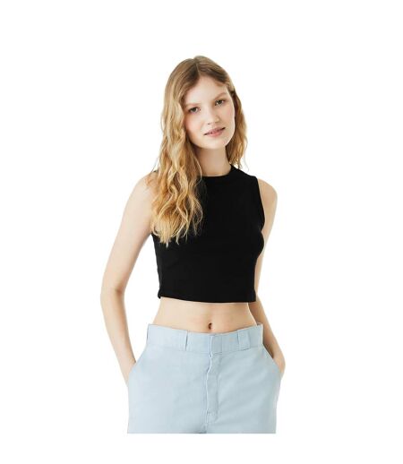 Womens/ladies heather micro-rib cropped muscle tank top solid black Bella + Canvas