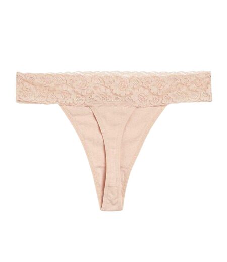 Pack Of 5  Womens/ladies Lace Trim Cotton Thong  Black White Nude Be You