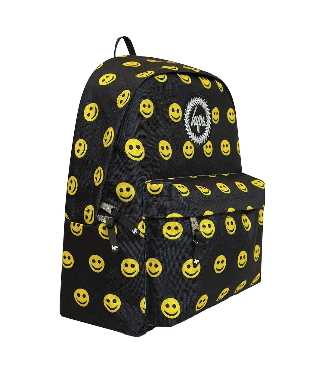 Unisex Black Yellow Smile Backpack with Laptop Sleeve | School Travel Padded Bag-4
