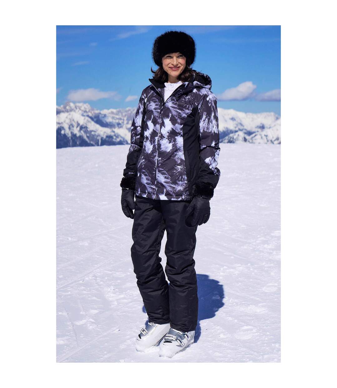 Womens/ladies ski jacket & trousers set monochrome Mountain Warehouse-1