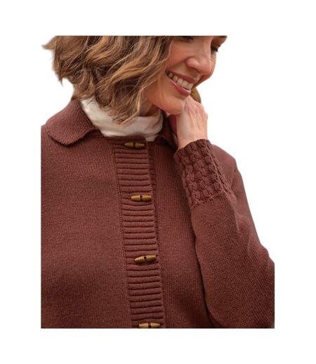 Womens/ladies Wooden Toggle Cardigan Brandy Apple WoolOvers